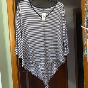 V-neck bodysuit with bell sleeves